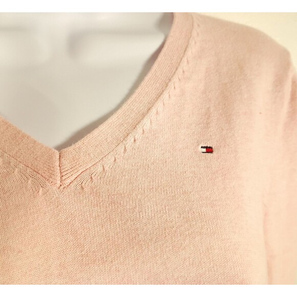 Tommy Hilfiger Pink V Neck Long Sleeve Preppy Old Money Classic Sweater Size M - Picture 3 of 6